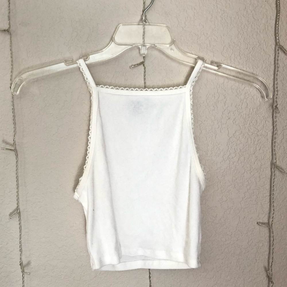 forever 21 white ribbed cropped tank top